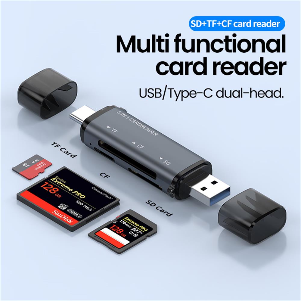 Laptop Accessories Gadgets - 5 IN 1 USB-kaartlezer Type C
