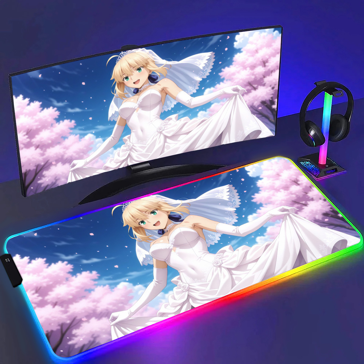Laptop Accessories Rgb - RGB Anime Fate Sabre MousePad E-Sports