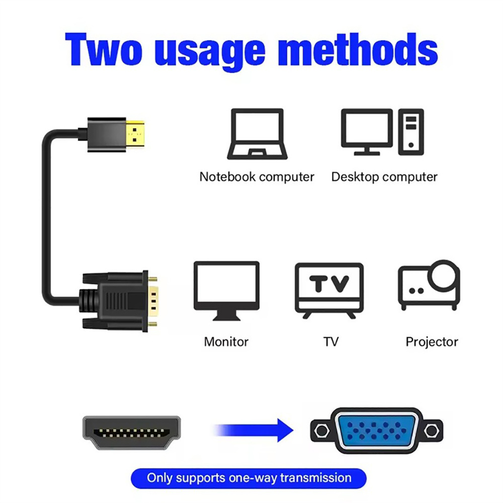 Hdmi Vga Adapter - 1.8M HDMI naar VGA-kabel 1080P HD