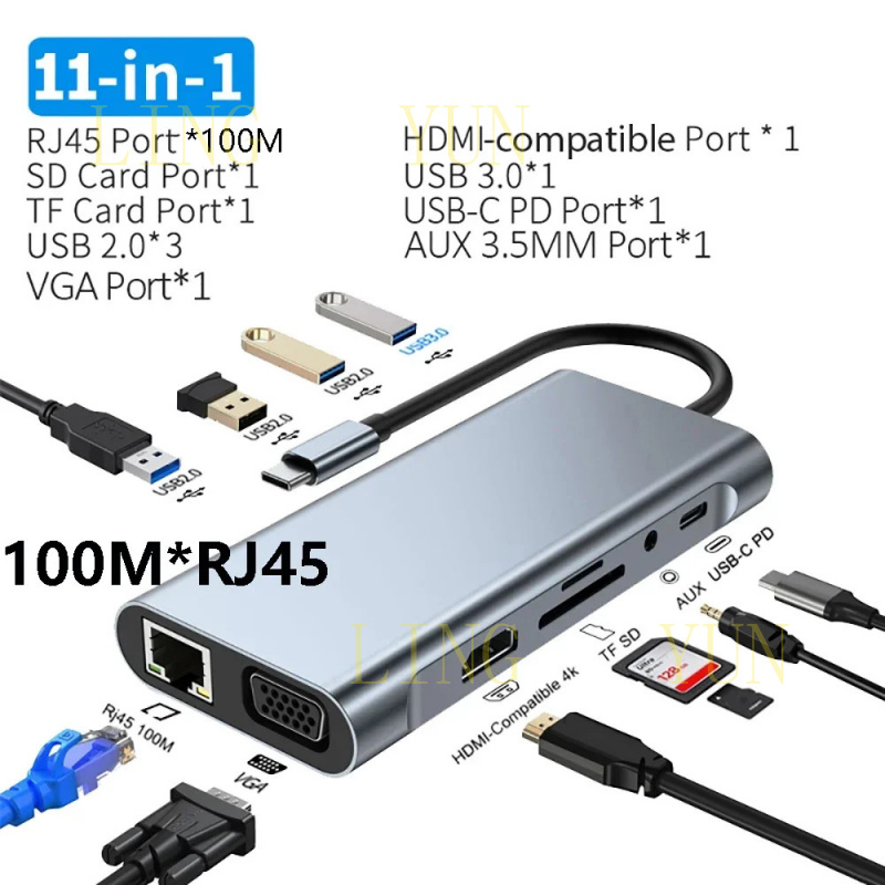 Hdmi Vga Adapter - Z 11 poorten USB C HUB